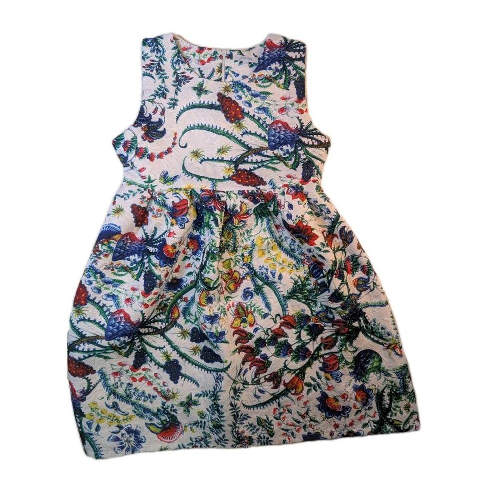 Girls Jacadi Paris Size 19a Floral Print Dress Zip Back Lined‎ Nwot $268 Retail